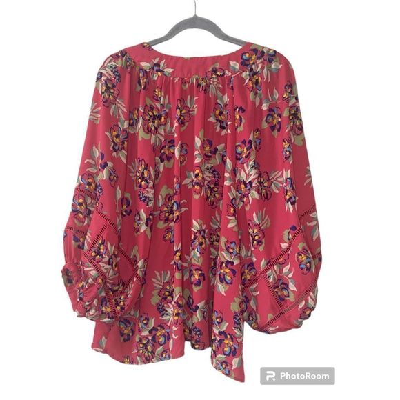 Zac & Rachel floral button dramatic sleeve blouse 2X - Picture 2 of 5
